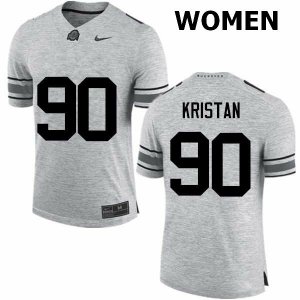 NCAA Ohio State Buckeyes Women's #90 Bryan Kristan Gray Nike Football College Jersey UWE8245WB